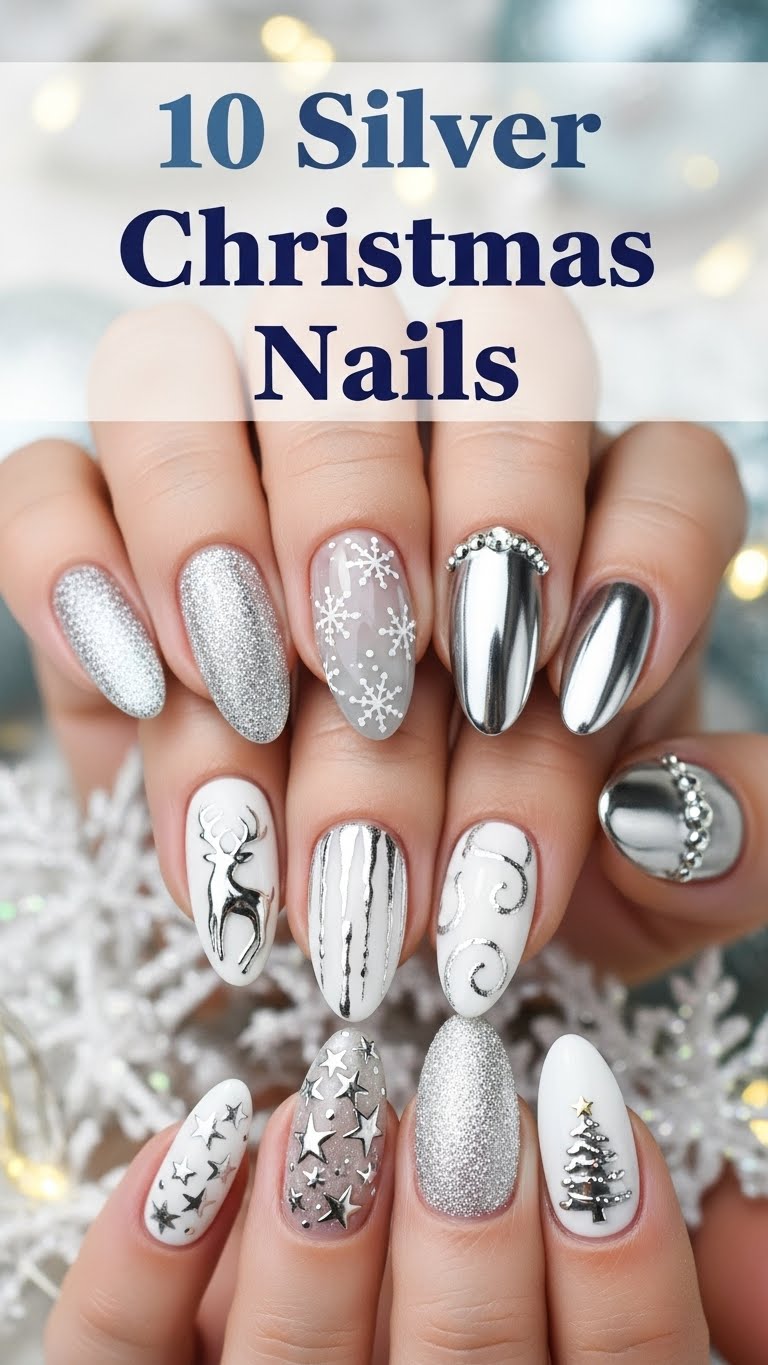 10 Silver Christmas Nails