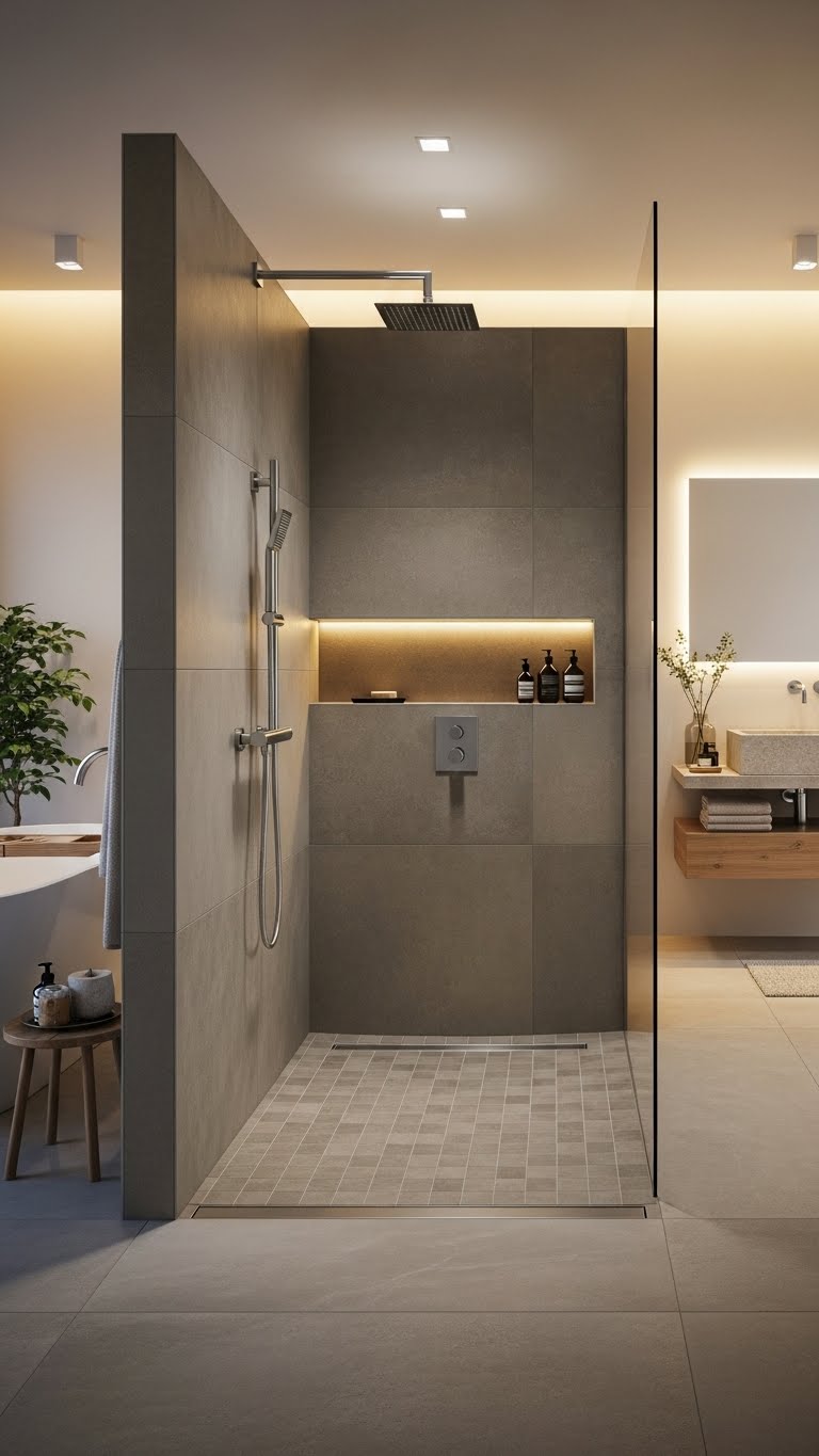 10 Walk-In Shower Ideas with a Wall and No Door - Binet DIY