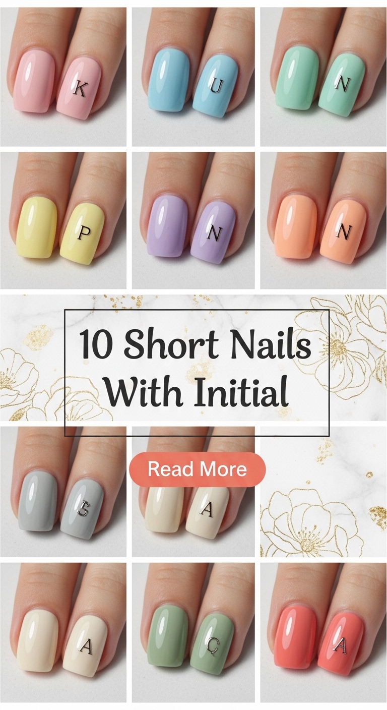 10 Short Nails With Initial